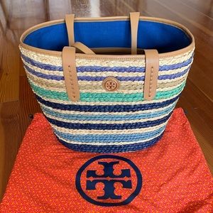 100% Authentic Tory Burch Basket-woven tote bag